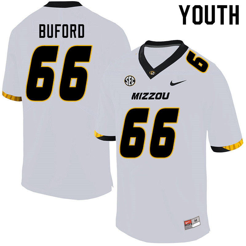 Youth #66 Jack Buford Missouri Tigers College Football Jerseys Sale-White - Click Image to Close